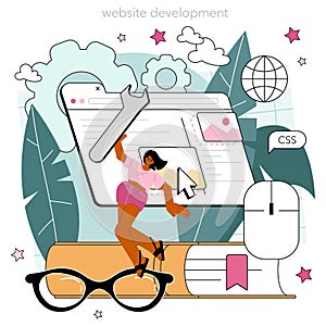 Programming concept. Idea of coding, testing and writing program