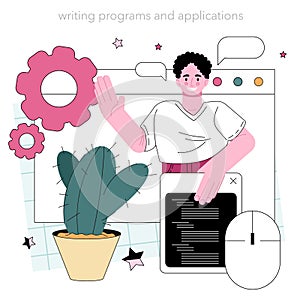 Programming concept. Idea of coding, testing and writing programs