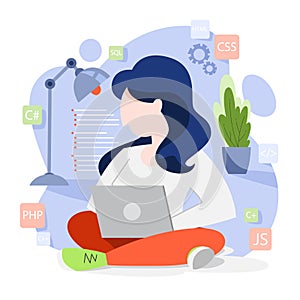 Programming concept. Idea of working on the computer