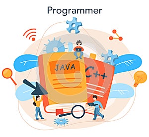 Programming concept. Idea of working on the computer, coding,
