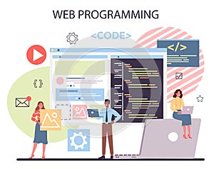 Programming concept. Idea of working on the computer,