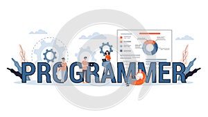 Programming concept. Idea of working on computer