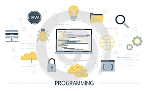 Programming concept. Idea of working on computer