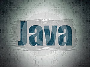 Programming concept: Java on Digital Data Paper background