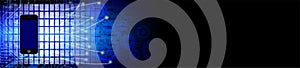 Programming concept. mobile software script binary coding snippet on data science diagram and globe sphere background.