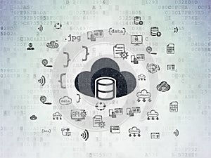 Programming concept: Database With Cloud on Digital Data Paper background