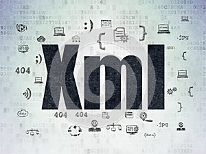 Programming concept: Xml on Digital Data Paper background