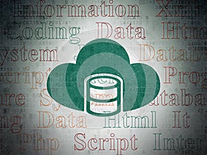 Programming concept: Database With Cloud on Digital Data Paper background