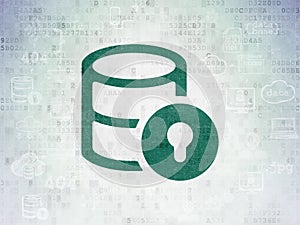 Programming concept: Database With Lock on Digital Data Paper background