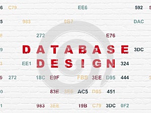 Programming concept: Database Design on wall background