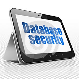 Programming concept: Tablet Computer with Database Security on display