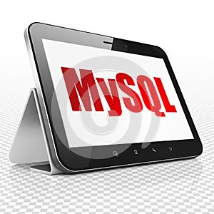 Programming concept: Tablet Computer with MySQL on display