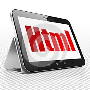 Programming concept: Tablet Computer with Html on display