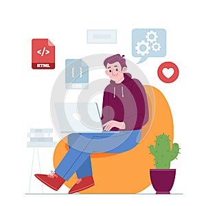 Programming concept vector Illustration idea for landing page template, Application, software coding process, interface