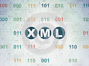 Programming concept: Xml on Digital Data Paper background