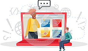 Programming courses online education, coding learning. Information technology training session