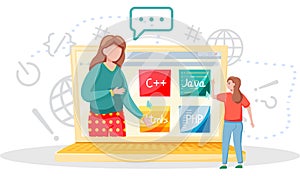 Programming courses online education, coding learning. Information technology training session