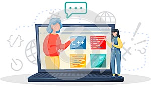 Programming courses online education, coding learning. Information technology training session