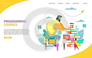 Programming courses vector website landing page design template