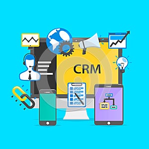 Programming crm icon set collage.