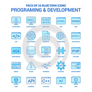 Programming and Developement Blue Tone Icon Pack - 25 Icon Sets