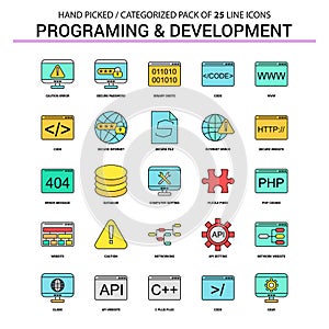 Programming and Developement Flat Line Icon Set - Business Concept Icons Design