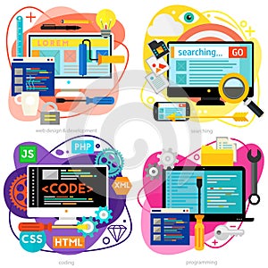 Programming, Development, Analytics and Coding Concept Banners