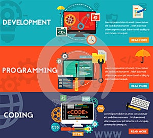 Programming, Development and Coding Concept Banners