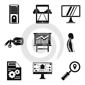 Programming device icons set, simple style