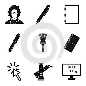 Programming device icons set, simple style