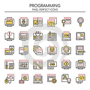 Programming , Thin Line and Pixel Perfect Icons