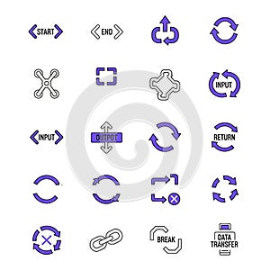 Programming Flowchart and Data Process Icons Set
