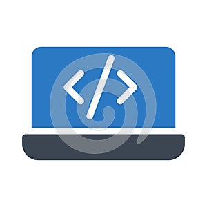 Programming glyph colour vector icon