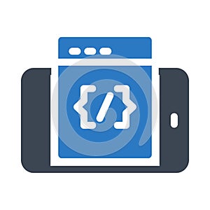 Programming glyph flat vector icon