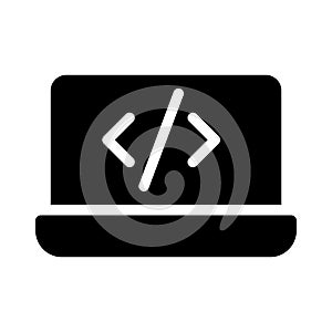 Programming glyph flat vector icon