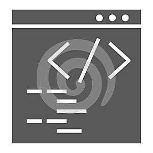 Programming glyph icon, website and development, browser sign, vector graphics, a solid pattern on a white background.