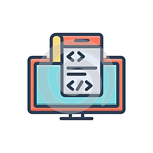Color illustration icon for Programming, computer and internet