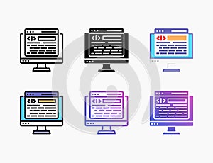 Programming icon set with different styles.
