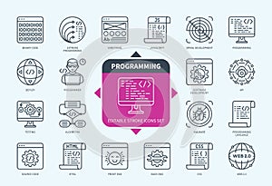 Programming icons set with description