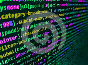 Programming of Internet website. Internet connection stream flow concept. Programmer working in computer screen. Software