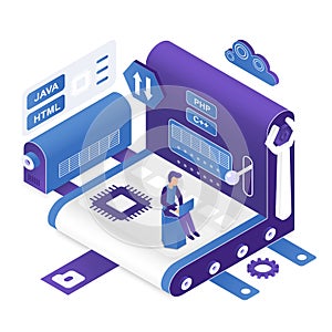 Programming isometric vector illustration