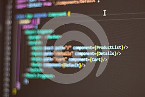 Programming language on black screen background