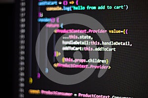 Programming language on black screen background