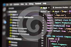 Programming language on black screen background
