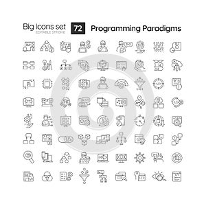 Programming language paradigms linear icons set photo