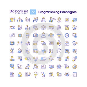 Programming language paradigms RGB color icons set