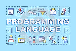 Programming language word concepts blue banner