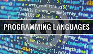 PROGRAMMING LANGUAGES concept illustration using code for developing programs and app. PROGRAMMING LANGUAGES website code with