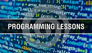 Programming lessons concept illustration using code for developing programs and app. programming lessons website code with