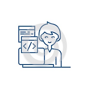 Programming line icon concept. Programming flat  vector symbol, sign, outline illustration.